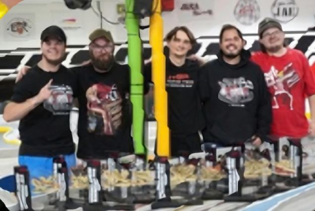 Racers with trophies at Red Fox Raceway